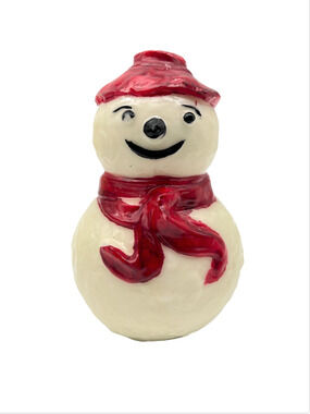 Vintage Snowman Leadless Wick Candle 7x4.5" Strawbridge & Clothier Made In Italy